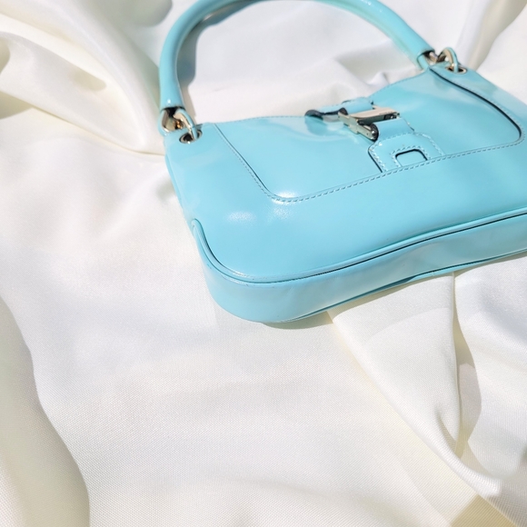 🍭GUCCI PATENT CALFSKIN TEAL BAG 🍭 - Picture 4 of 11